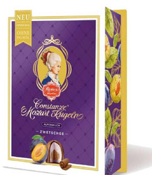 Продуктови Категории Шоколади Reber Шоколадови бонбони Mozart Kuglen - млечен шоколад с пълнеж от синя слива 120 гр